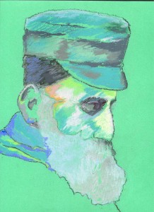 Pastel of Bearded Jew in Cap ca 1978